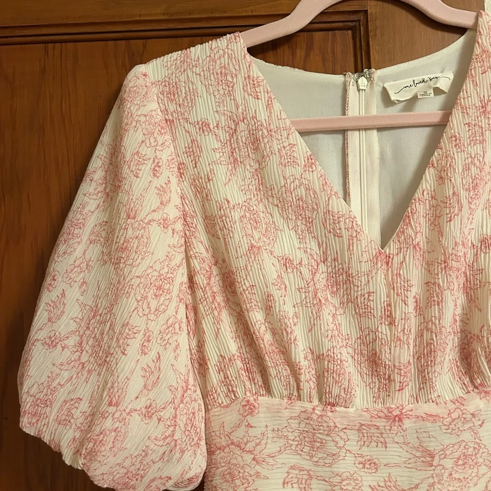 Elegant Pink Ruffle Midi Dress - Picture 6 of 9